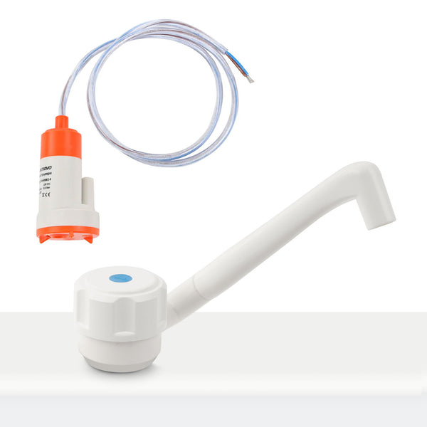 12V Wasserhahn Windsor weiß, Kunststoff, Bauhöhe: 135 mm, 90 g & Tauchpumpe