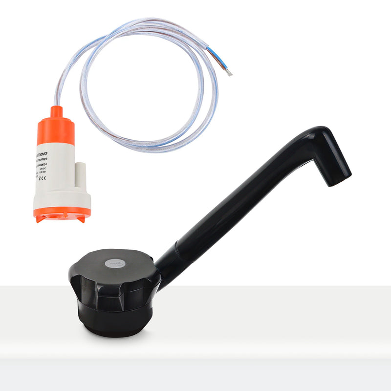 12V Wasserhahn Novo schwarz im Set mit 12 Volt Tauchpumpe